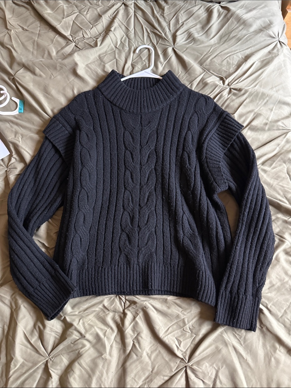 Time and Tru Black Cable Knit Turtleneck Sweater